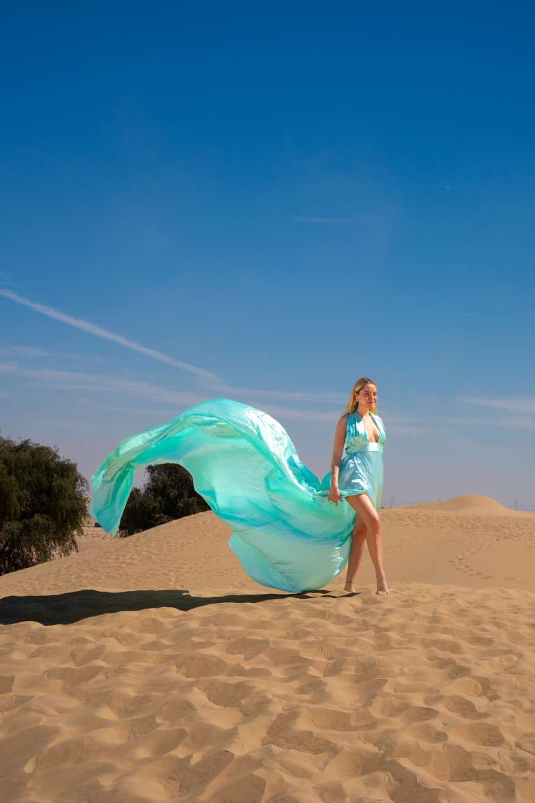 Dubai flying dress photoshoot